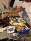 Joy arranges the tempura